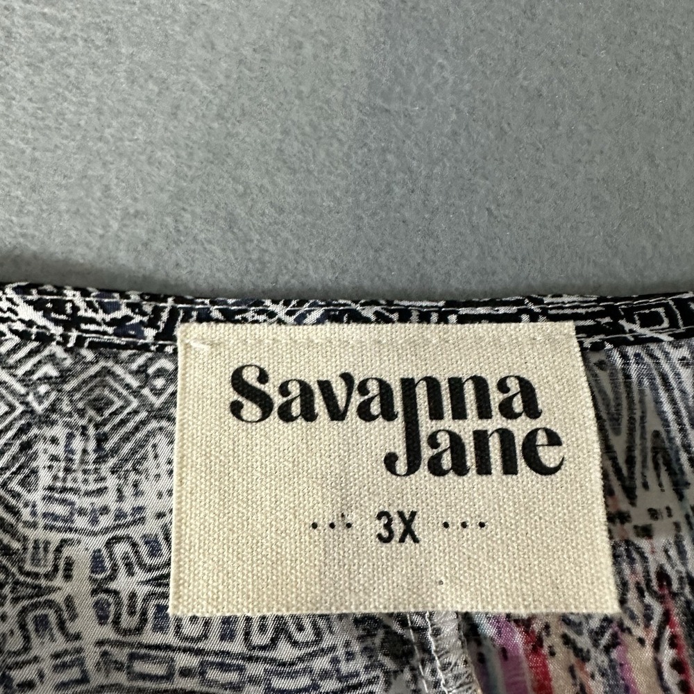 Savanna Jane Floral Embroidered Popover Top Black Artsy Boho Womens's 3X NWOT - Picture 9 of 11